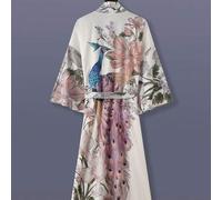 Shein Kimono unisex de longitud larga con estampado floral de pavo real, chaqueta fina y ligera, de estilo elegante, adecuada para primavera, otoño, casual,