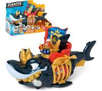 Shein King Shark Golden Teeth - Tiburón articulado, con una jaula para capturar a los Piratix rivales. Contiene 1 tiburón, 1 Tesoro Exclusivo, 1 Piratix Exc