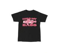 Shein Kiss My Bass Vintage Style Fishing T-Shirt, Fisher Graphic Shirt Pink Design Limited Edition Menswear Birthday Christmas Day Menswear Birthday