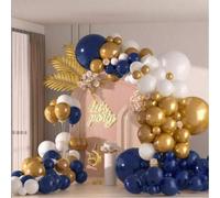 Shein Kit de 127 piezas de globos de color azul real, dorado y blanco para guirnalda y arco, para bodas, baby shower, fiestas de cumpleaños, decoraciones n