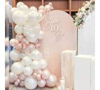 Shein Kit de 52 piezas de arco de globos con perlas - Combinación blanca y rosa DIY Set de guirnalda, apto para revelación de sexo, despedida de soltera, bo