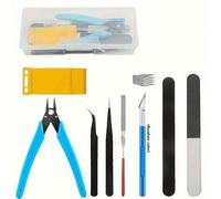 Shein Kit de 9 Piezas de Herramientas para Modelos Gundam, Juego de Herramientas Básicas de Modelista, Herramientas de Artesanía para Construcción, Reparaci