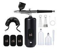Shein Kit de aerógrafo LCD, incluye compresor de aire, pistola de aerógrafo inalámbrica de 3 velocidades con manguera, aerógrafo portátil de 38PSI adecuado