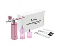 Shein Kit de aerógrafo portátil con compresor, aerógrafo de alimentación por gravedad, compresor de aire recargable por USB inalámbrico con limpieza de aeró