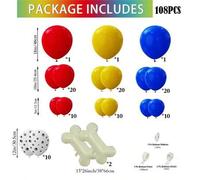 Shein Kit de arco de globos de látex rojo amarillo azul con guirnalda de globos de pata de perro y hueso para decoraciones de fiesta de cumpleaños con tema