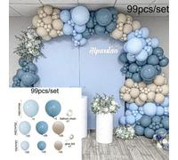 Shein Kit de arco y guirnalda de globos azul polvoriento y arena blanca que incluye 99 globos en tonos de tiza, azul niebla, arena blanca, beige crema para
