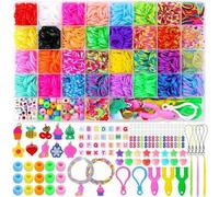 Shein Kit de bandas Loom, set de 40 bandas de goma de colores brillantes para trenzar de estilo bohemio, materiales de artesanía DIY con encantos y herramie