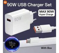 Shein Kit de carga ultrarrápida de 90W Xiaomi Original, versión global, enchufe tipo A estándar de la UE, adaptador de alimentación + cable de datos tipo C