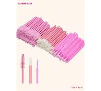 Shein Kit de cepillos para extensiones de pestañas - Spoolies desechables para pestañas, hisopos micro, cepillos para brillo de labios Set 3 en 1, 100/300/4