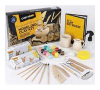 Shein Kit de cerámica DIBYS para adultos - Juego de arcilla de secado al aire con herramientas, pinturas y pinceles | Kit de iniciación para escultura DIY |