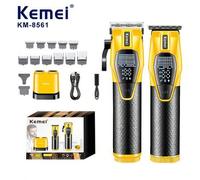 Shein Kit de cortadora de pelo inalámbrica definitiva: KEMEI KM-8561 Pro con batería de 2500mAh y motor de 7300RPM, base de carga 2 en 1 para degradado y re