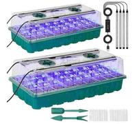 Shein Kit de iluminación de cultivo, paquete de 2, kit de inicio para plántulas de 72 celdas con controlador y domo de humedad, kit de inicio para plantas d