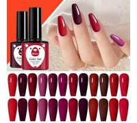 Shein Kit de iniciación de esmalte de uñas en gel con 12 colores: negro, blanco, rosa, verde, brillos. Esmalte de uñas en gel que se remoja sin necesidad de