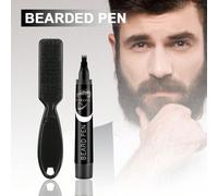 Shein Kit de lápiz delineador para barba negro, 1 pieza de lápiz para barba y 1 pieza/3 piezas de cepillo para barba, kit de lápiz delineador para barba con