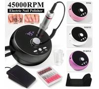 Shein Kit de lima de uñas eléctrica LIMEGIRL, profesional, 45000 RPM, recargable, inalámbrica, con 6 brocas y bandas de lijado para acrílico y pedicura, par