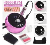 Shein Kit de lima de uñas eléctrica LIMEGIRL, profesional, 45000 RPM, recargable, inalámbrica, con 6 brocas y bandas de lijado para acrílico y pedicura, par