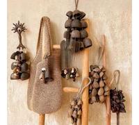 Shein Kit de manualidades para hacer un móvil de viento con cáscaras de fruta natural, móvil de viento hecho a mano para jardín/balcón, decoración del hogar
