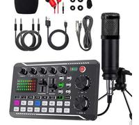 Shein Kit de micrófono de condensador BM800 + tarjeta de sonido F998, adecuado para grabación de computadora, chat de voz para juegos, muestreo de alta cali