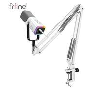Shein Kit de micrófono FIFINE AM8T con soporte de brazo de boom, micrófono dinámico para PC con control de RGB/toma de auriculares/botón de silencio, para j