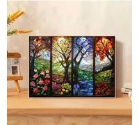 Shein Kit de pintura de diamante 5D, paisaje y escenario de árboles, formas de diamantes redondos y cuadrados, material acrílico (PMMA), manualidades DIY, d