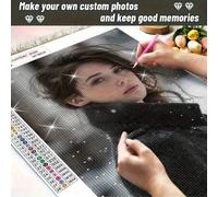 Shein [Kit de pintura de diamantes 5D con personas] Kit de pintura de diamantes 5D personalizado - Obra de arte de mosaico de diamantes completa y redonda c