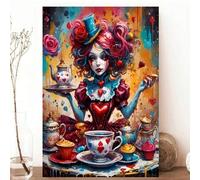 Shein Kit de pintura de diamantes 5D de arte de dibujos animados - Kit de artesanía de arte de pared en mosaico redondo, personaje de cabello rojo vibrante