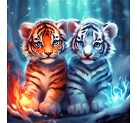 Shein Kit de pintura de diamantes 5D de Brillo de Tigre - Arte de bordado de diamantes completo y redondo de colores vibrantes, adecuado para adultos y prin