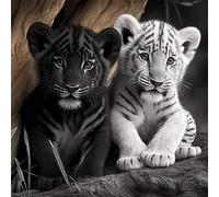 Shein Kit de pintura de diamantes 5D de Brillo de Tigre - Bordado de diamantes redondos brillantes y vibrantes para adultos y principiantes, manualidad DIY