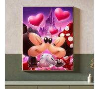 Shein Kit de pintura de diamantes 5D de DISNEY, Mickey y Minnie, mosaico de diamantes redondo completo hecho a mano para decoración del hogar, regalo para f
