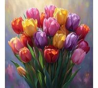 Shein Kit de pintura de diamantes 5D - Diamante redondo completo, patrón floral, juego de manualidades acrílicas para decoración del hogar, juego de pintura