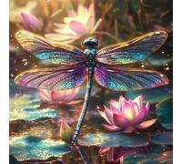 Shein Kit de pintura de diamantes 5D, Hermosa libélula, Pintura de diamantes artificiales completa, Juego de pintura de diamantes cuadrados/redondos, Decora