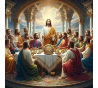 Shein Kit de pintura de diamantes 5D - La Última Cena, obra de arte de mosaico de diamantes redonda completa sin marco, decoración creativa para el hogar y