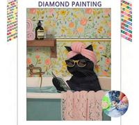 Shein Kit de pintura de diamantes 5D "La vida de los gatos" Segunda edición, pintura de diamantes completa con arte de diamantes, y una idea de regalo única