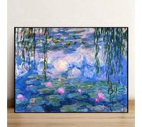 Shein Kit de pintura de diamantes del famoso artista Claude Monet "El estanque de los nenúfares" - Kit de bordado de punto de cruz en mosaico para decoració