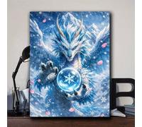 Shein Kit de pintura de diamantes DIY Dragón - Arte de mosaico de diamantes, diseño de obra de arte curativa acogedora de animal de nieve, alivio del estrés