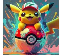 Shein Kit de pintura de diamantes DIY, tema de Pokémon Pikachu, para adultos principiantes, bordado de diamantes 5D de diamante completo, mosaico de cristal