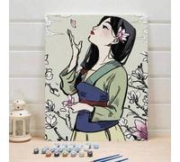 Shein Kit de pintura digital de aceite con tema de Mulán, set de pintura al óleo artística, ideal para dormitorio y decoración de pared, mejor regalo para a