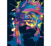 Shein Kit de pintura por números con marco de madera - Retrato de ninja anime colorido Naruto - Lienzo de 40x50 cm - Juego de pintura estilo arte pop DIY