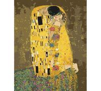 Shein Kit de pintura por números con marco de madera - "El beso" de Gustav Klimt - Lienzo de 40x50 cm - Juego de pintura DIY con obra de arte famosa