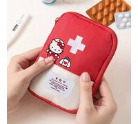 Shein Kit de primeros auxilios portátil de Hello Kitty - Bolsa médica roja y blanca con diseño de cruz y personaje, ideal para viajes, oficina, hogar y uso