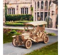 Shein Kit de rompecabezas de madera 3D ROKR a escala 1:15 para adultos, kit de coche clásico, juego de construcción de madera DIY, regalo de cumpleaños de N