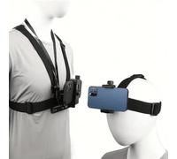 Shein Kit de soporte de arnés para el pecho, soporte de teléfono con arnés para la cabeza para POV/VLOG, pesca, ciclismo, motocicleta, cámara corporal para