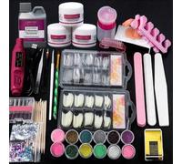 Shein Kit profesional de arte de uñas acrílicas, polvo acrílico, líquido acrílico, kit de uñas de gel, taladro de uñas, set de taladro de uñas, brillo de uñ