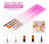 Shein Kit Profesional de Pinceles para Arte de Uñas - 5 Piezas de Pinceles para Uñas para Gel UV, Polvo Acrílico & Diseño de Arte de Uñas