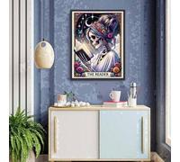 Shein Kits de arte de diamantes con calavera para adultos, kits de pintura de diamantes en 5D con esqueleto para principiantes, manualidades de arte de gema