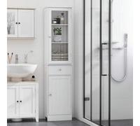 Shein kleankin Armario Alto para Baño Mueble Auxiliar de Baño de Estilo Moderno con 2 Puertas Estantes Ajustables y 1 Cajón 40x27x171,5 cm Blanco