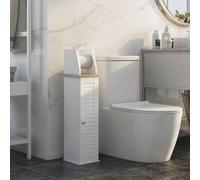 Shein kleankin Armario de Baño Moderno Columna Auxiliar de Baño Mueble de Suelo de Baño con Estantes Ajustables y Portarrollos de Papel 18x20x80 cm Blanco