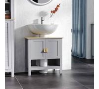 Shein kleankin Armario para Debajo de Lavabo Compacto con 2 Puertas y Estante Interior Ajustable Mueble Auxiliar de Almacenamiento para Baño 60x30x60 cm Gri