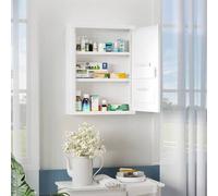 Shein kleankin Botiquín de Pared de Acero Botiquín para Medicinas de 3 Niveles Armario de Botiquín con Cerradura y 2 Llaves para Cocina Baño 40x15x53,5 cm B