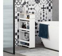 Shein kleankin Estantería de Almacenamiento de Baño de 3 Niveles Estantería Estrecha con Asa Lateral Estante con Ruedas para Cocina Salón Estilo Moderno 48x